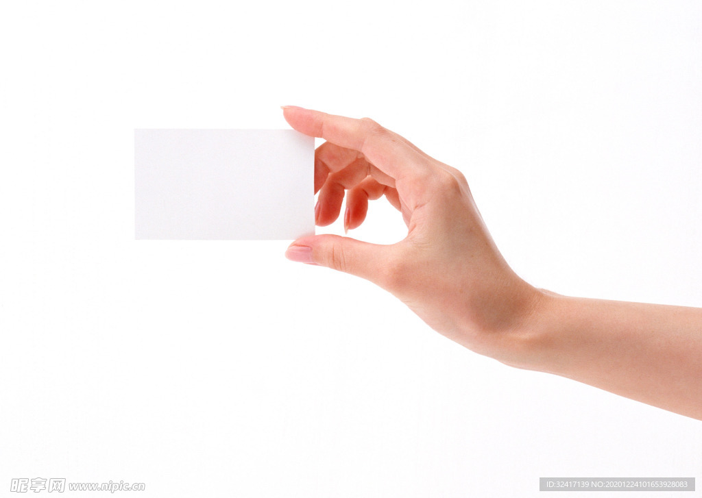手持空白名片卡片