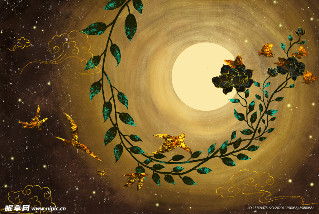 烫金中国风插画