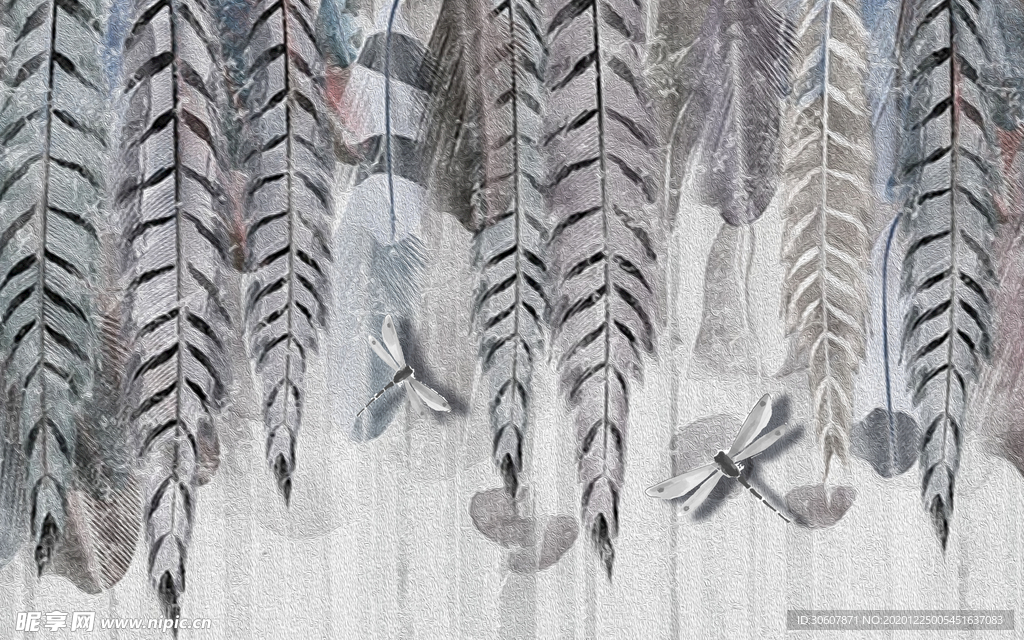 羽毛背景墙