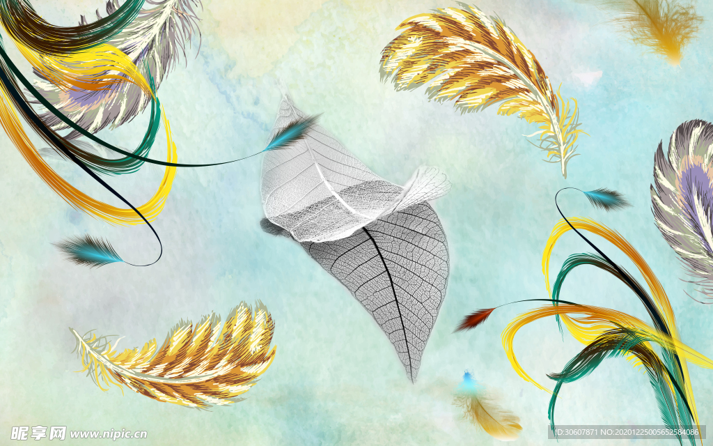 羽毛背景墙