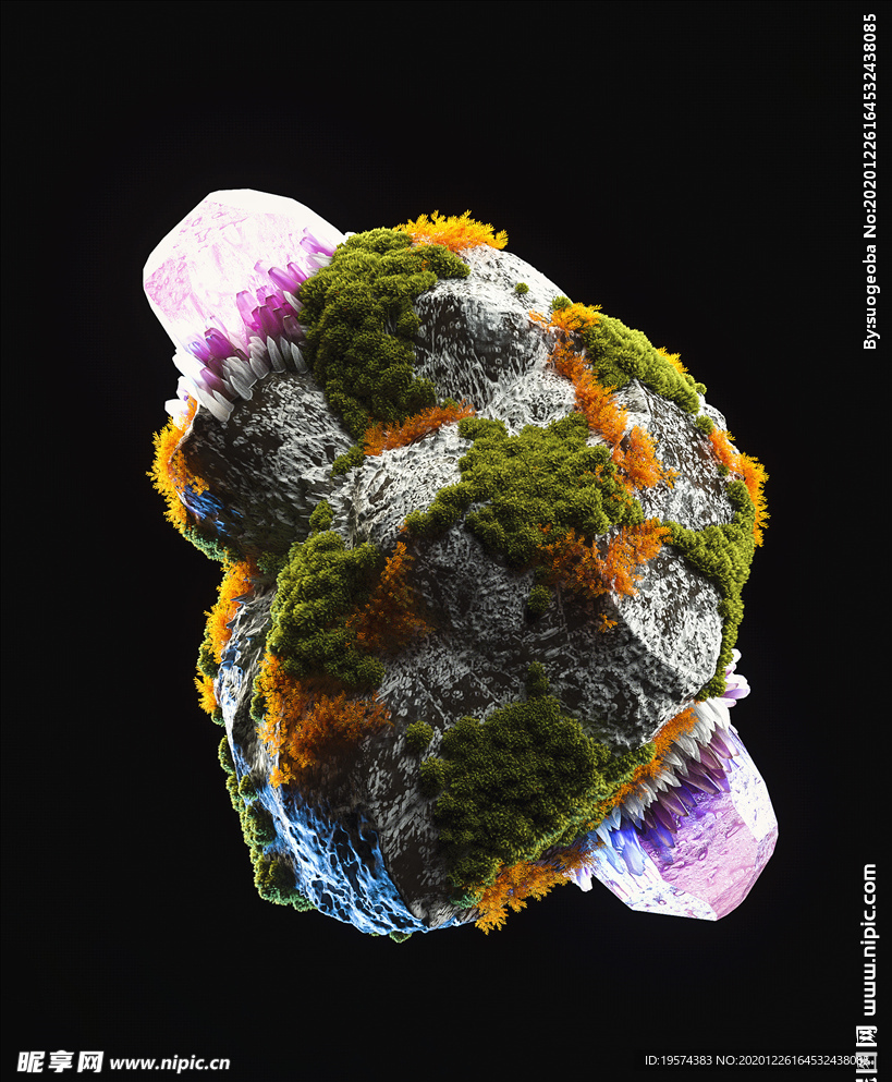 C4D 模型 长满植物的心脏