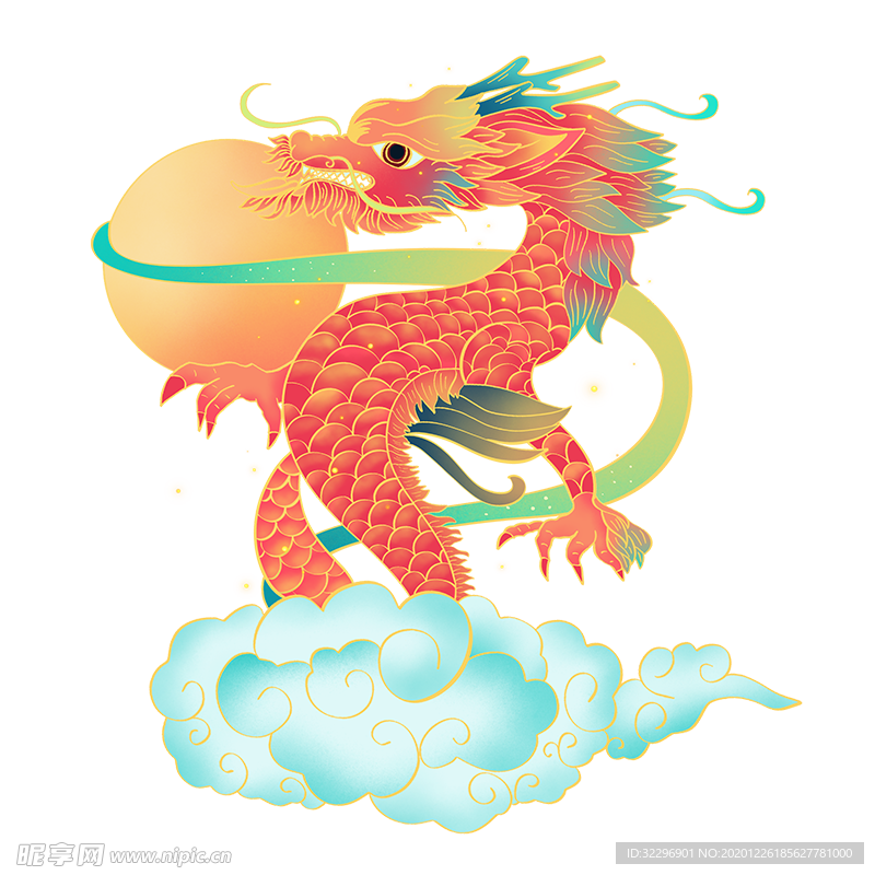 龙祥云中国风春节元素