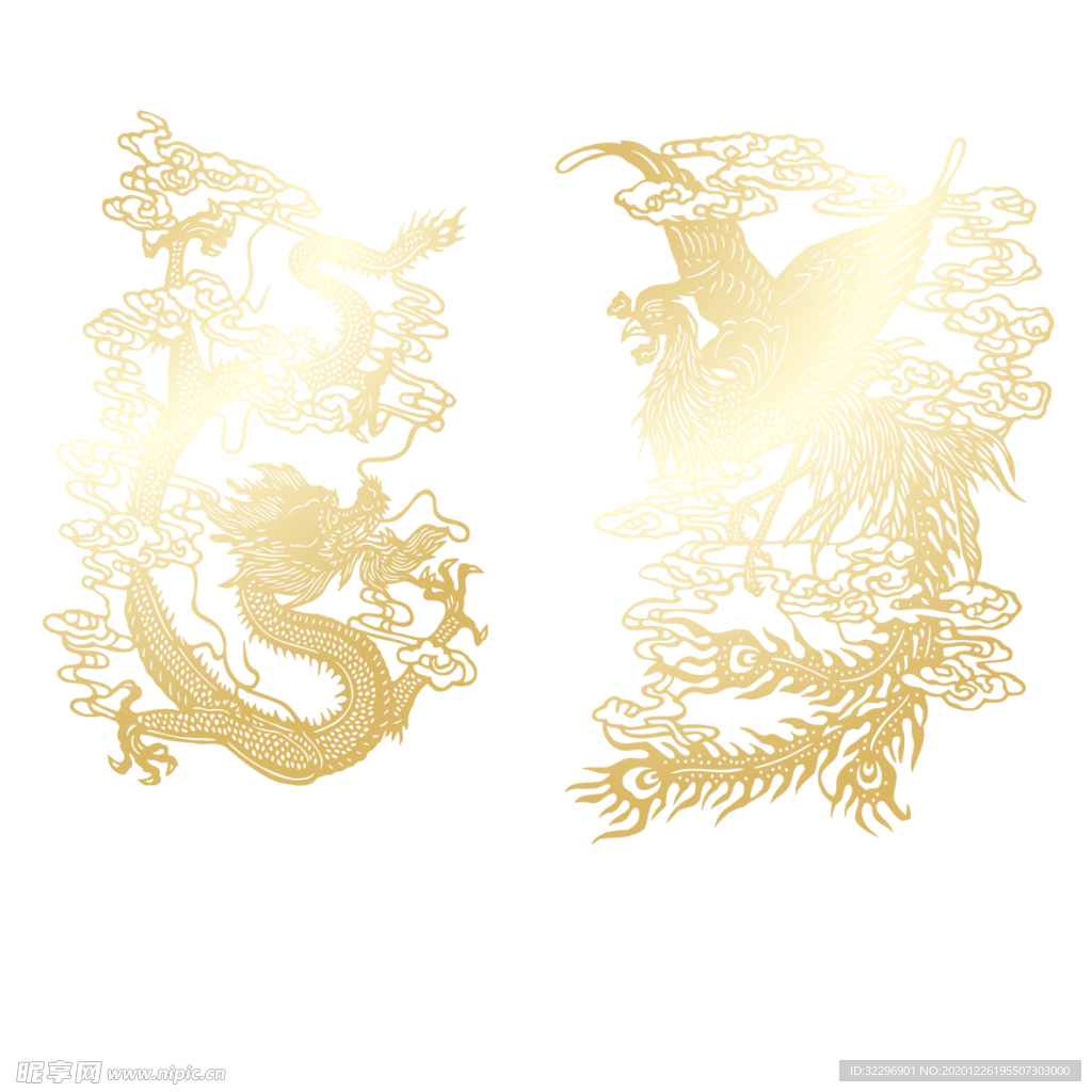 中国风金色龙元素