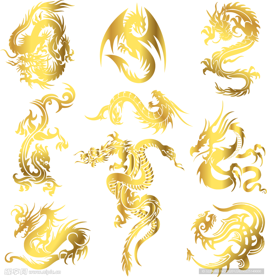 中国风金色龙元素