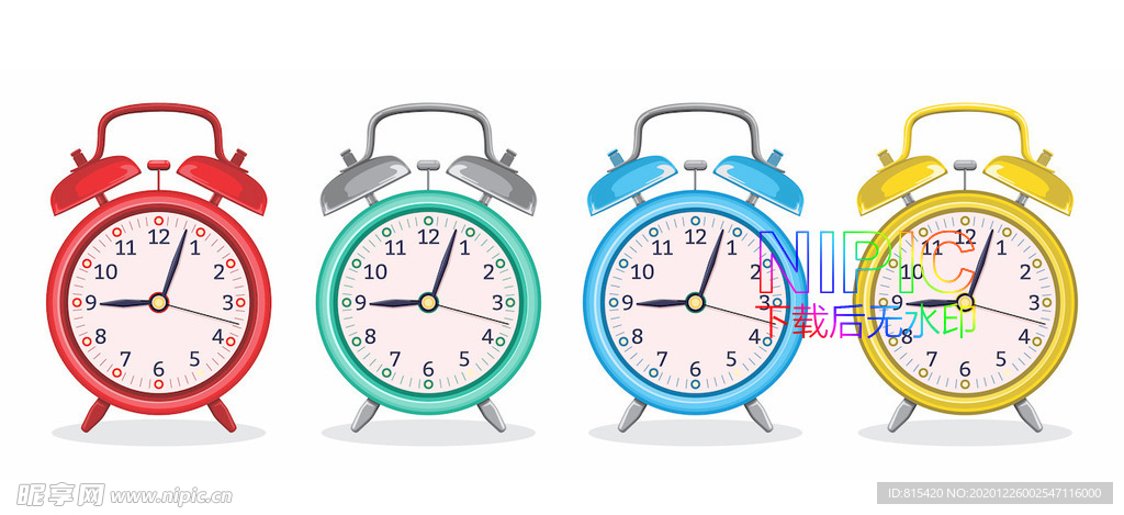 时间卡通钟表秒表时钟格式模板