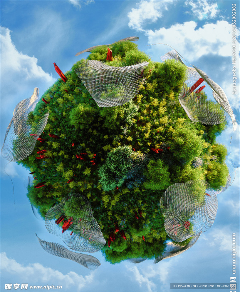 C4D 模型植物星球