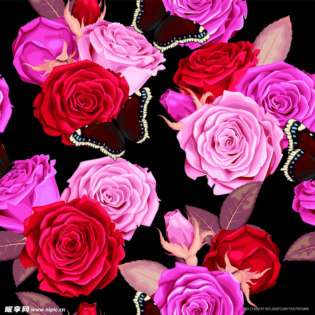 玫瑰花和蝴蝶