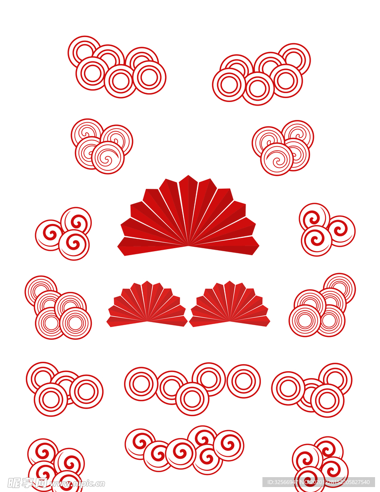 折扇云纹
