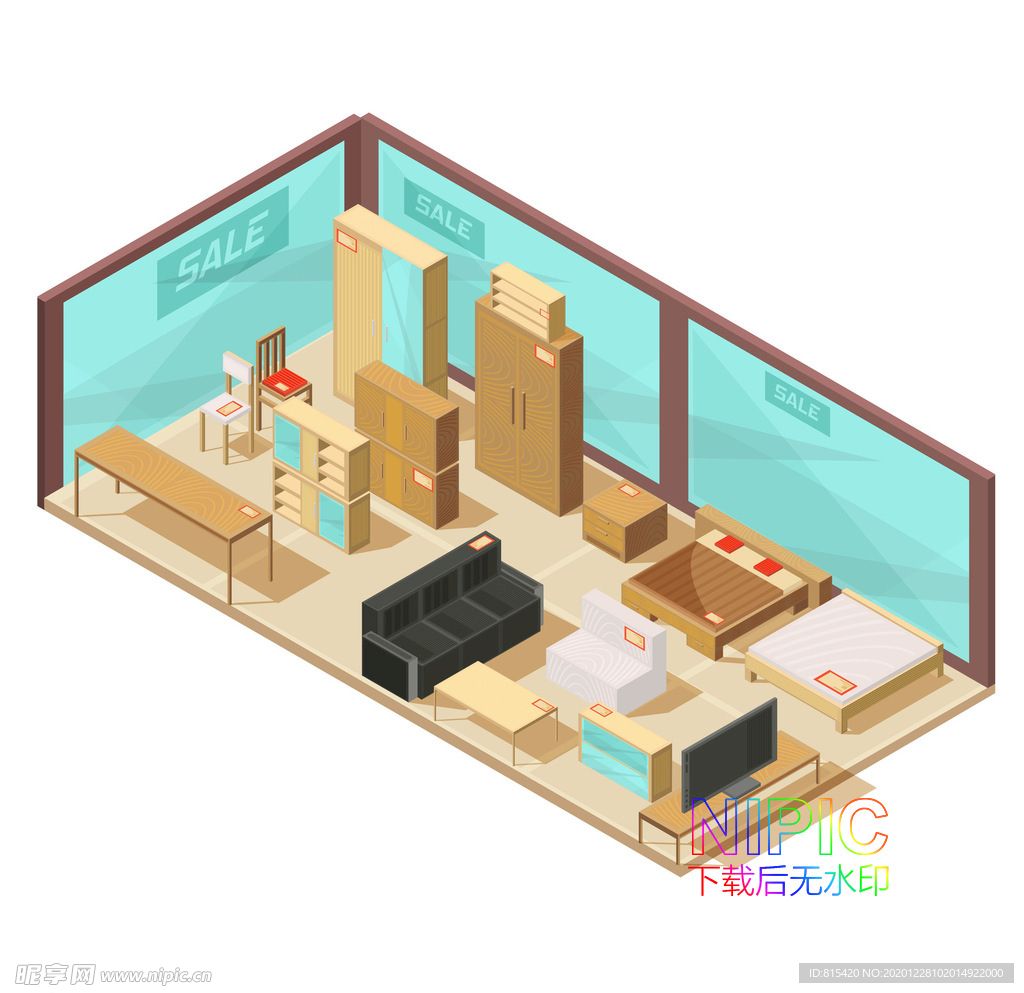 插画eps矢量银行医院六边形