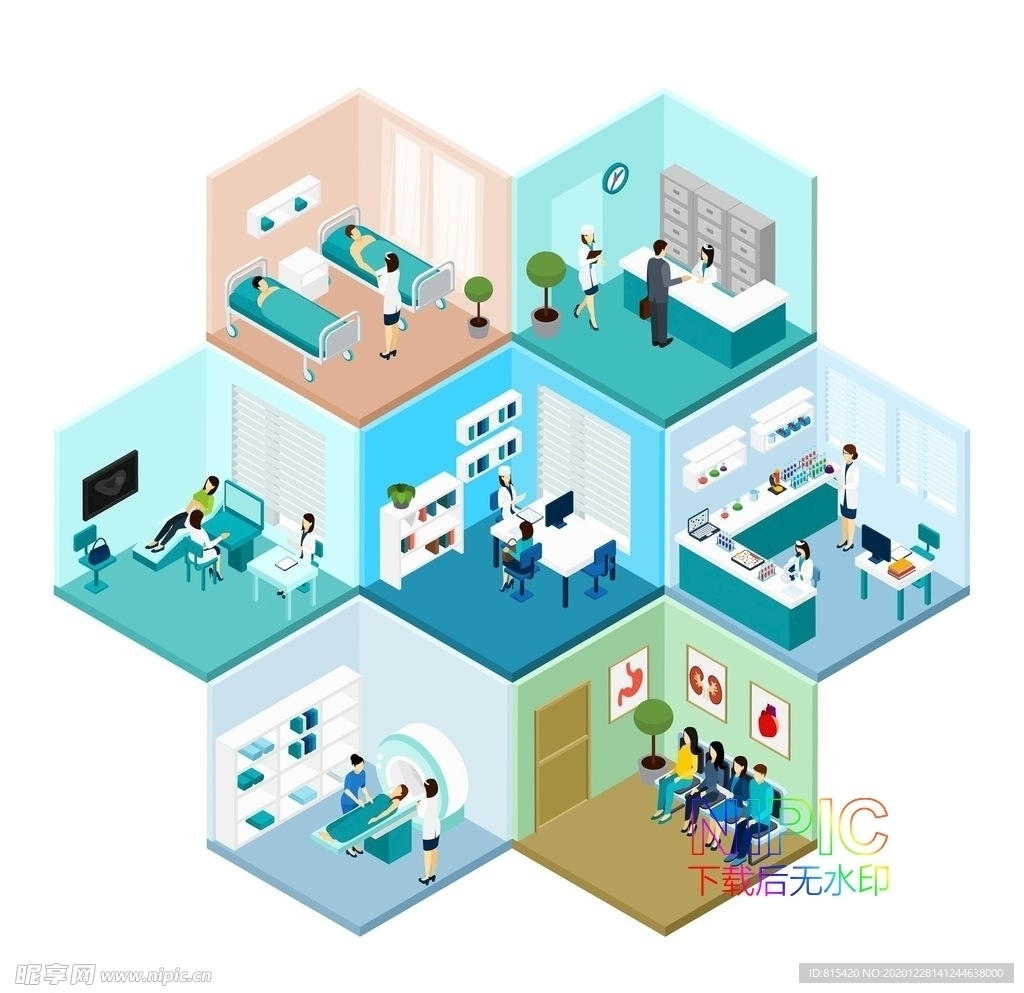 家具矢量图形医院等距文件透视