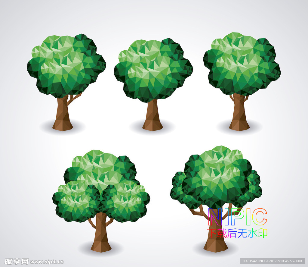 可爱tree低多边形秋天的树
