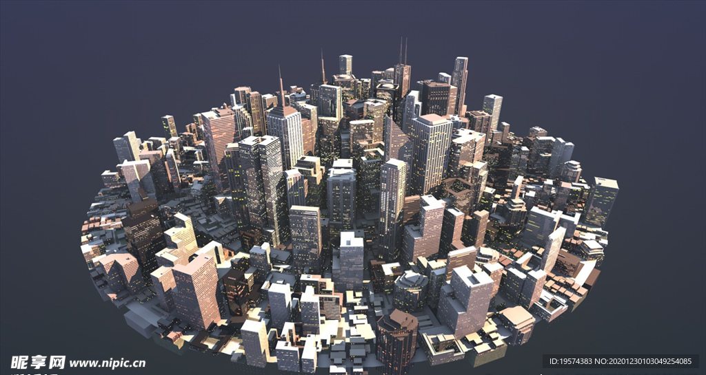 C4D 模型圆盘城市