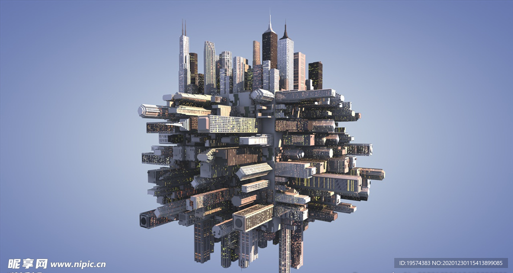 C4D 模型盗梦城市楼房空间