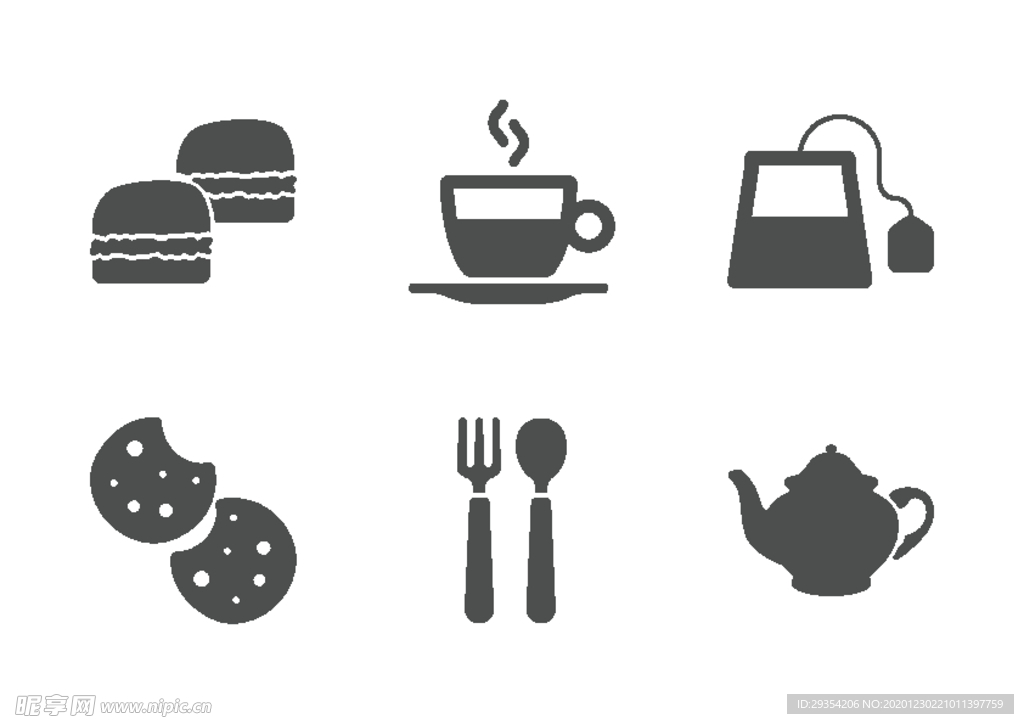 咖啡元素剪影图标图片