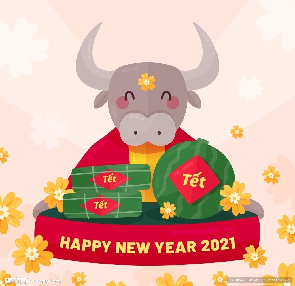 牛 新年展板背景