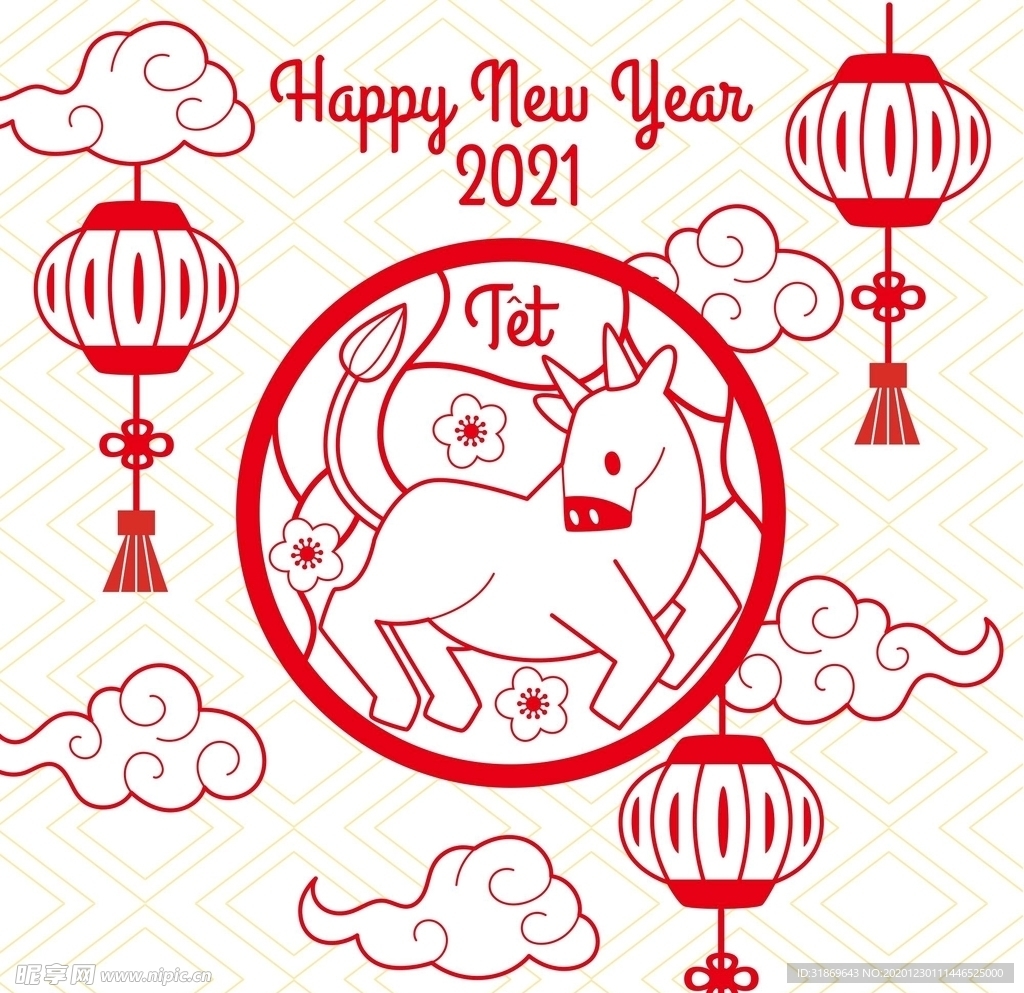 牛 新年展板背景