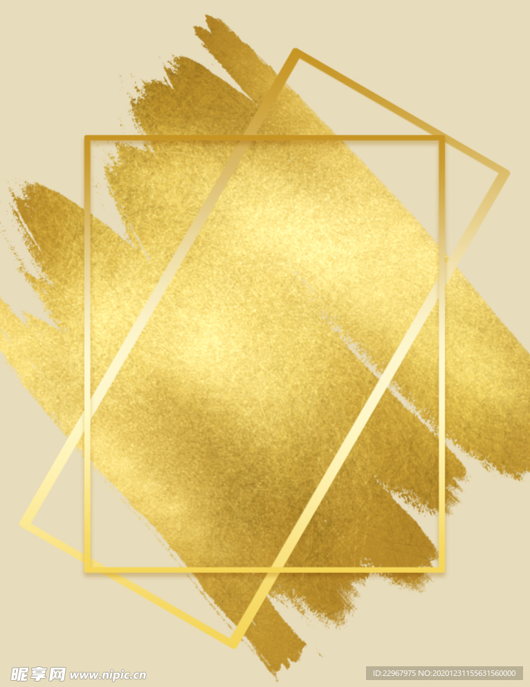 手绘简约金色边框笔触香槟色背景