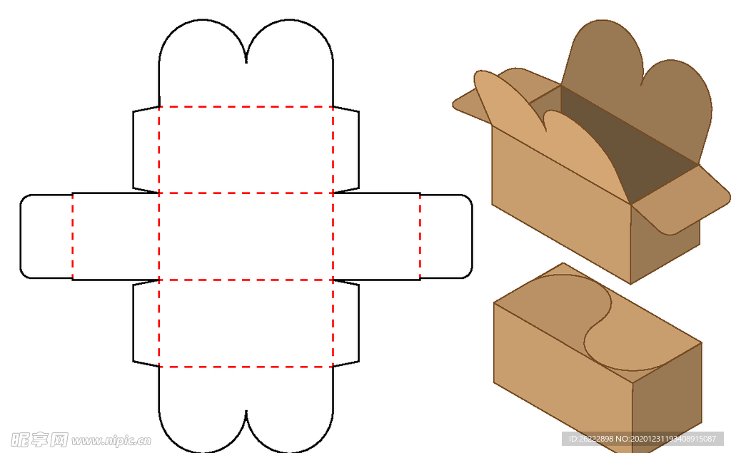 圆弧穿插扣纸盒包装
