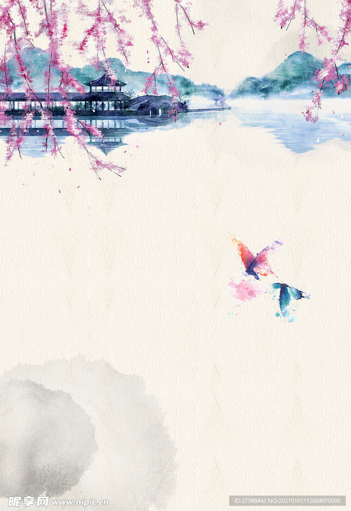 中国风 水墨 喜庆背景图片