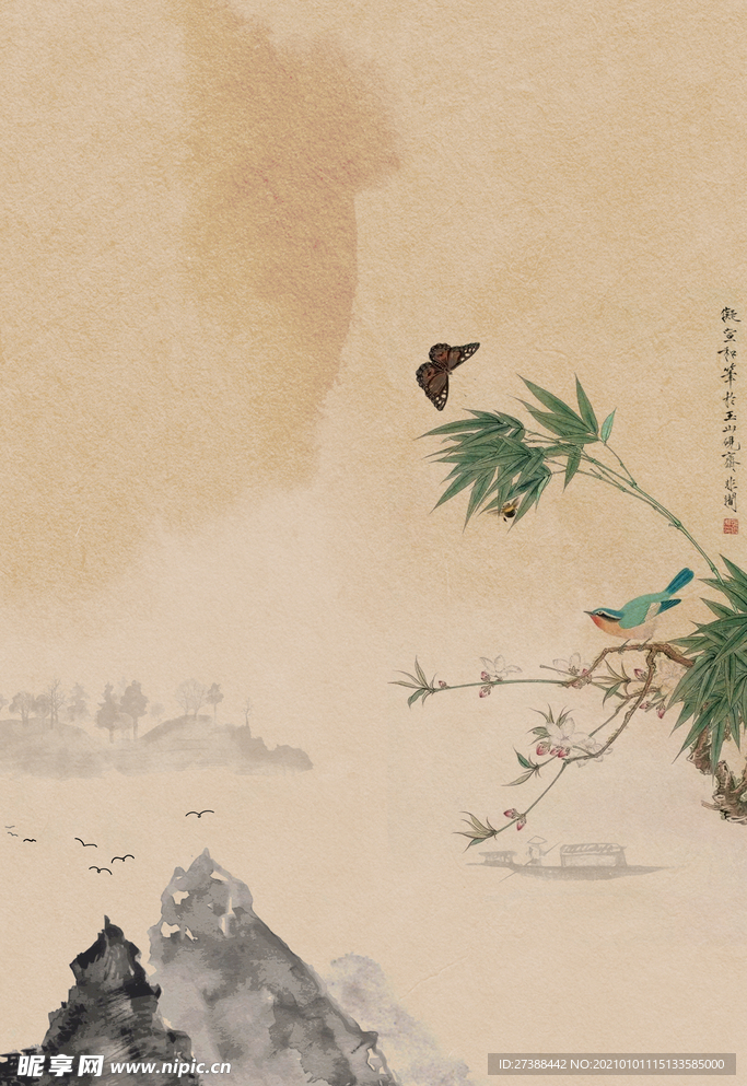 中国风 水墨 喜庆背景图片