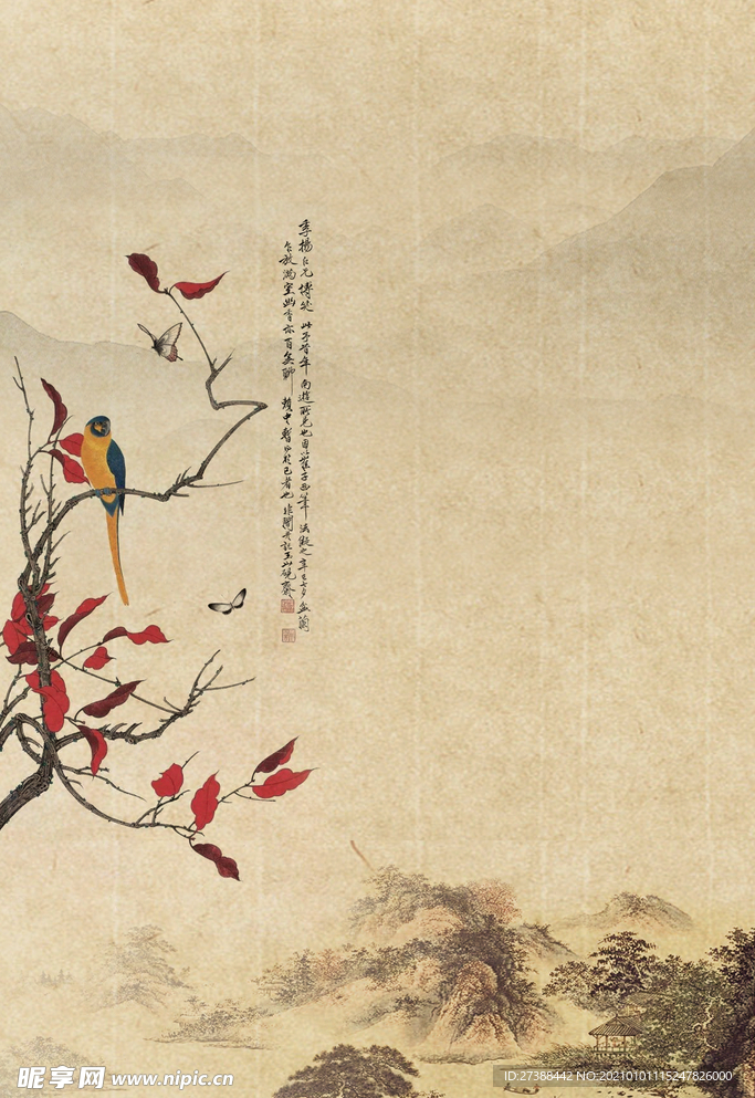 中国风 水墨 喜庆背景图片