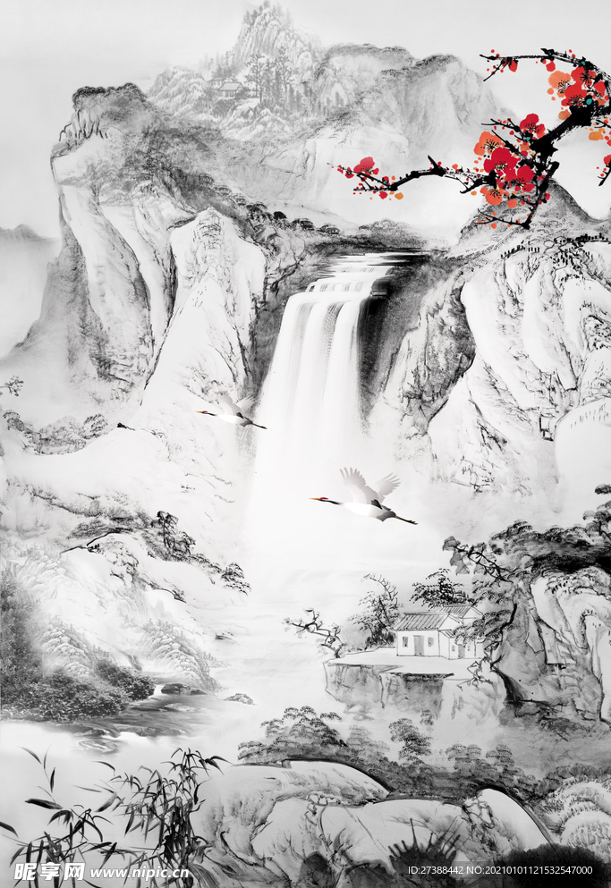 中国风 水墨 喜庆背景图片