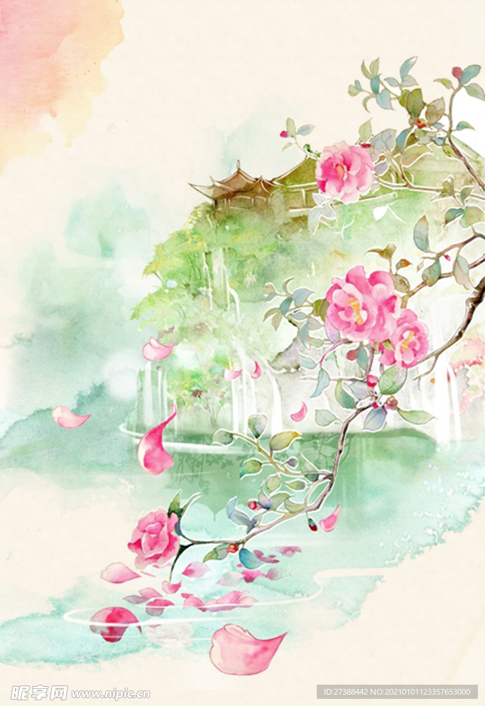 中国风 水墨 喜庆背景图片