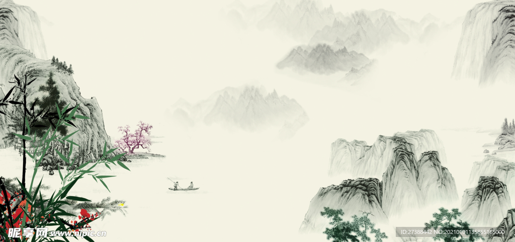 中国风 水墨 喜庆背景