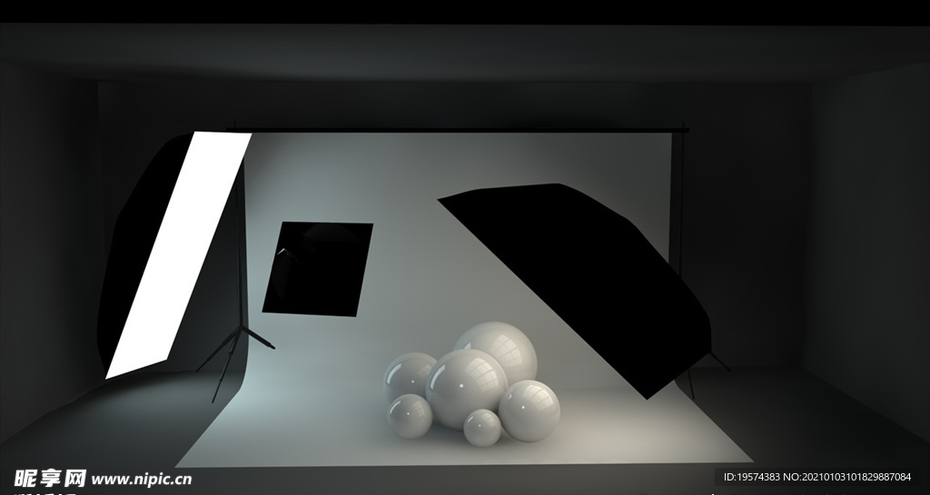 C4D 模型摄影棚产品场景布光