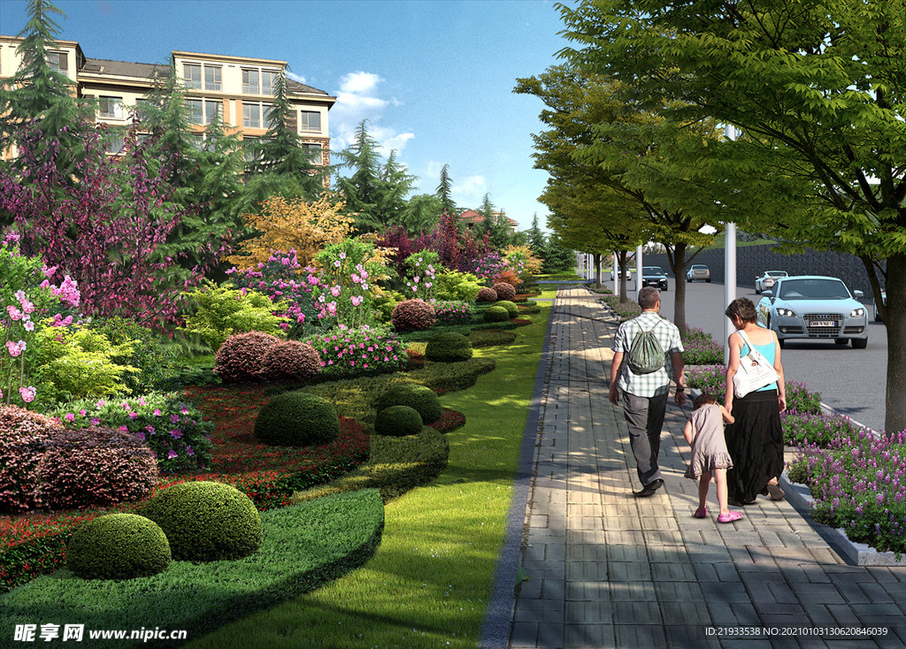 市政道路路口节点绿化景观鸟瞰