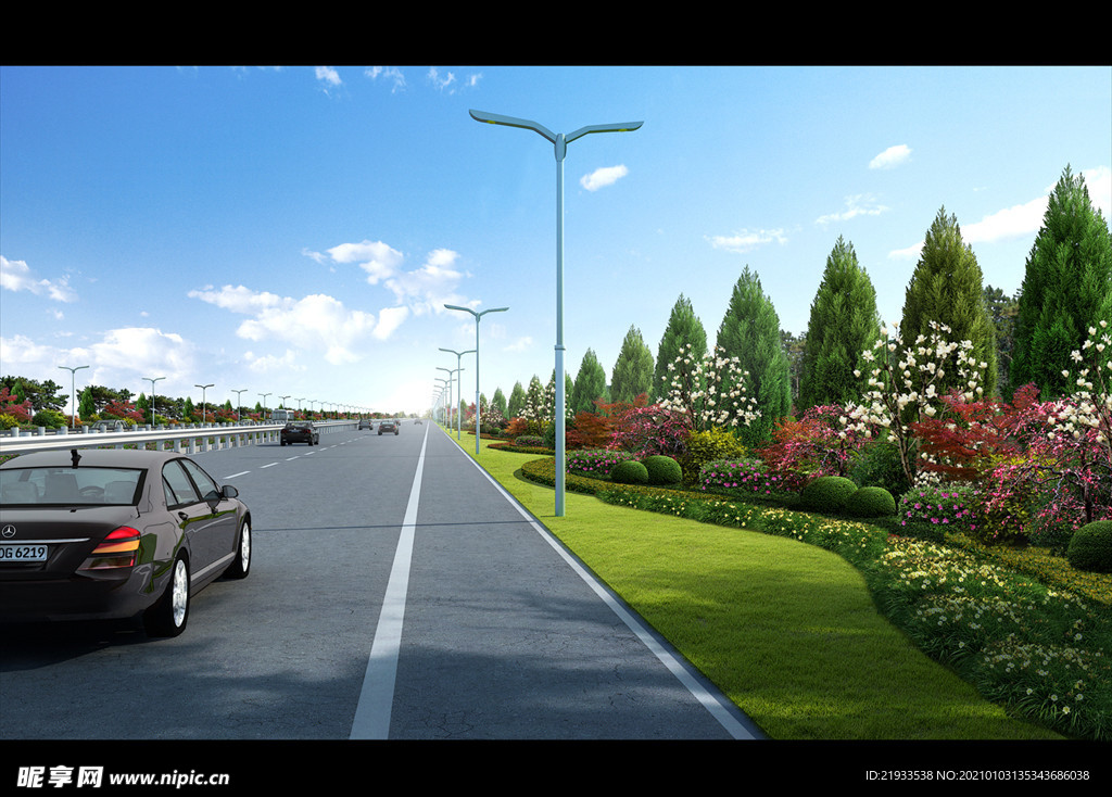 市政道路路口节点绿化景观鸟瞰
