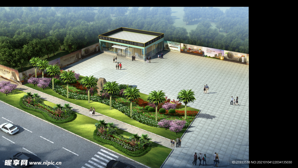 市政道路路口节点绿化景观鸟瞰
