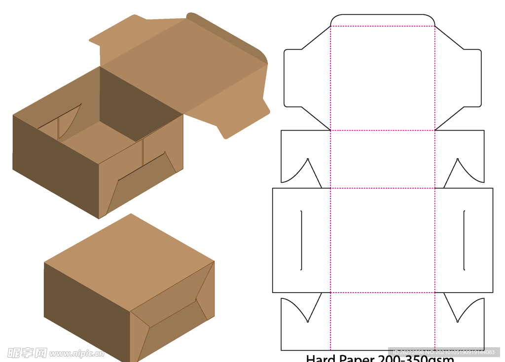 简易一体式折卡翻盖侧叩纸盒包装