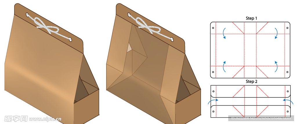 甜品食品外带手提半漏式纸盒包装