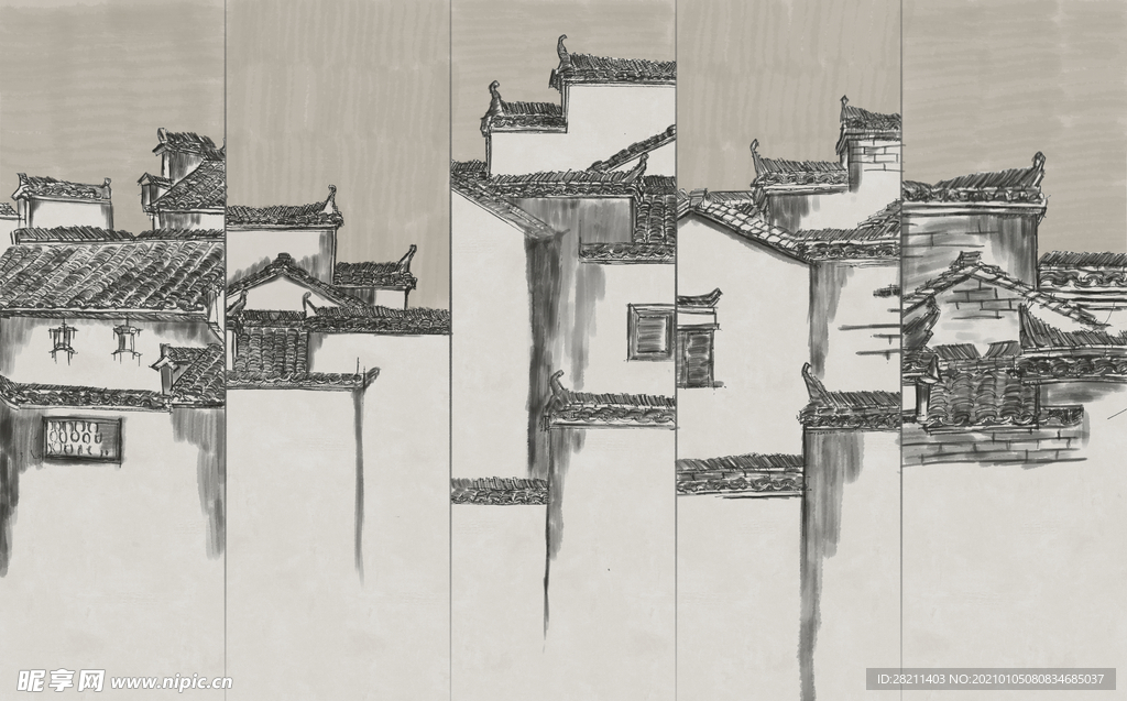 山水画 中式背景墙 装饰画 新