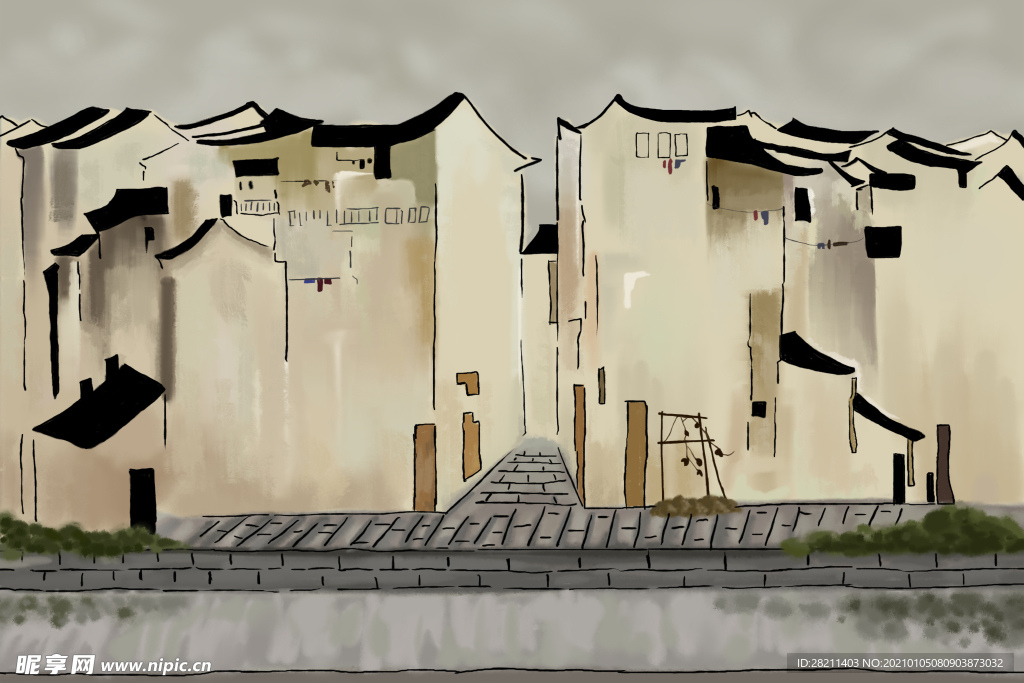 山水画 中式背景墙 装饰画 新