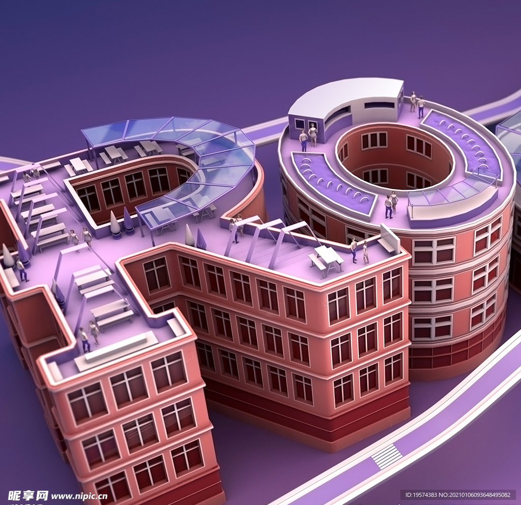 C4D模型城市主题文字场景