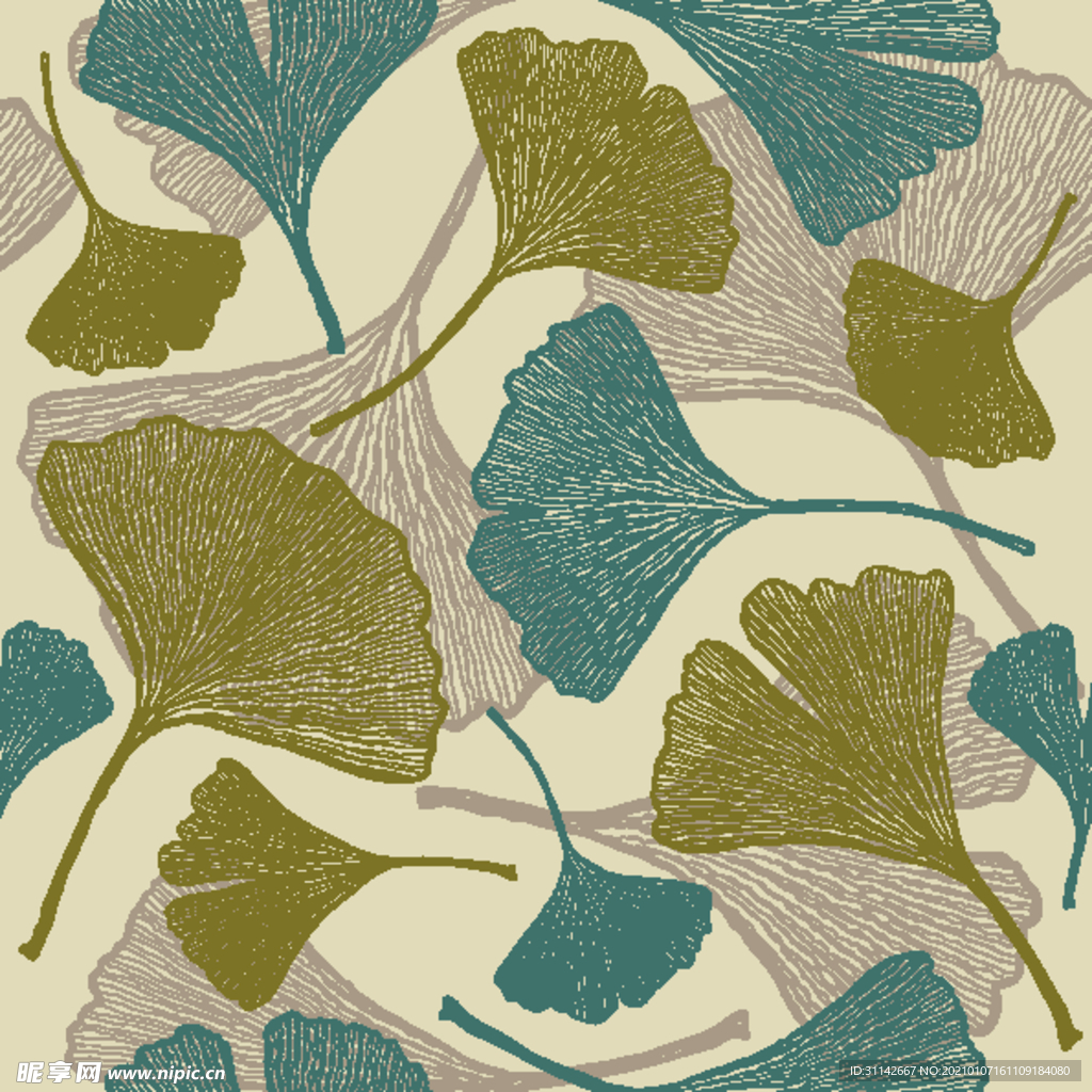 无缝花纹 银杏