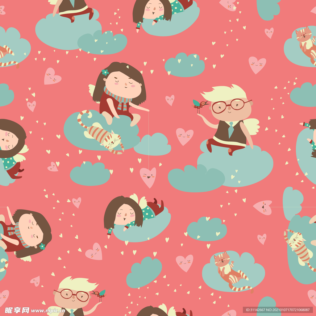 无缝花纹 儿童 卡通