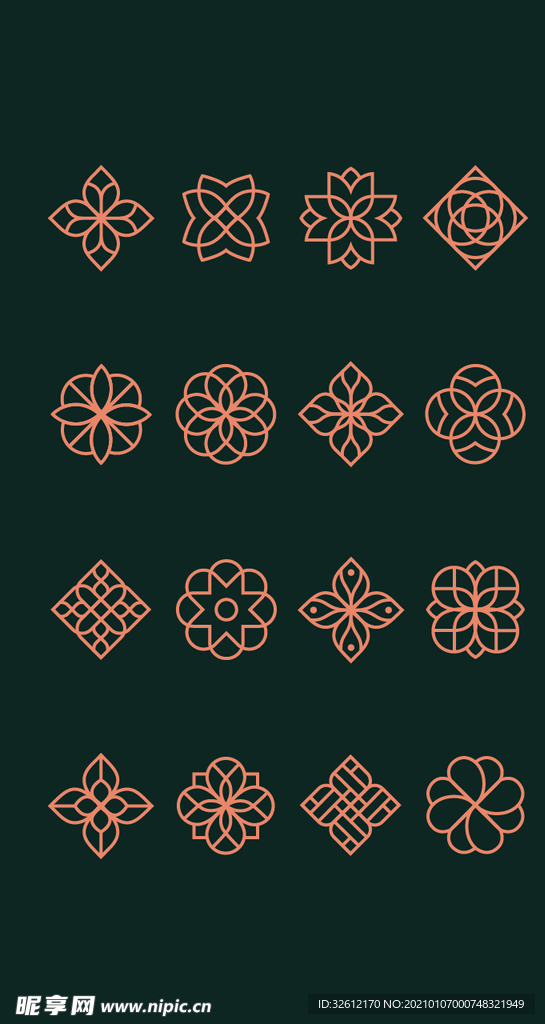 现代图标   花朵构成设计