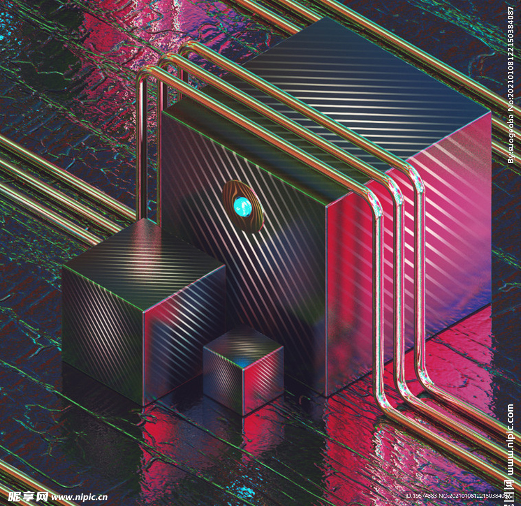 C4D模型金属表面纹理场景机械