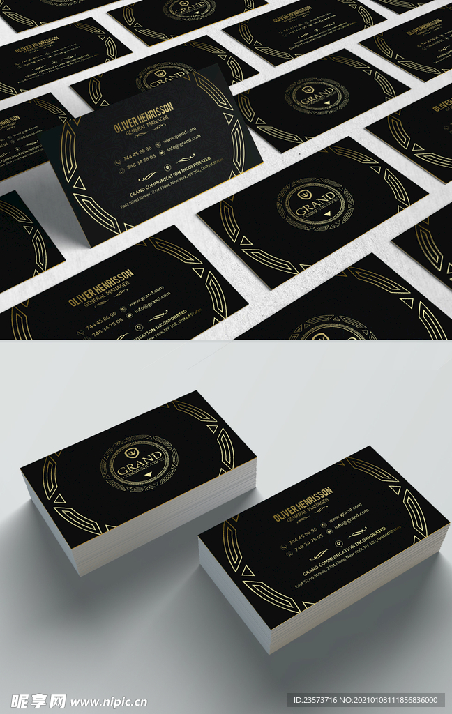 黑色商务名片模板