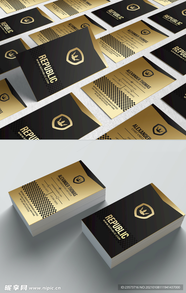 金色商务名片模板