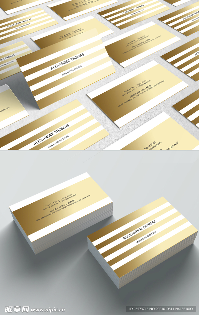 金色商务名片模板