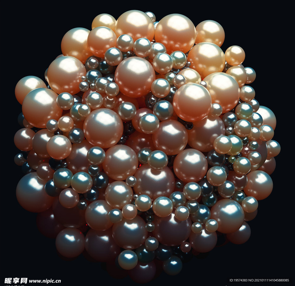 C4D模型一团珍珠