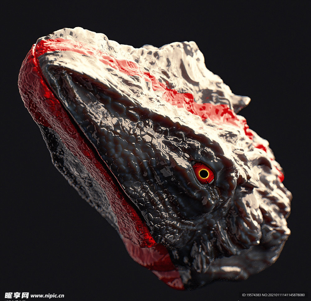 C4D模型外星生物的脸怪兽