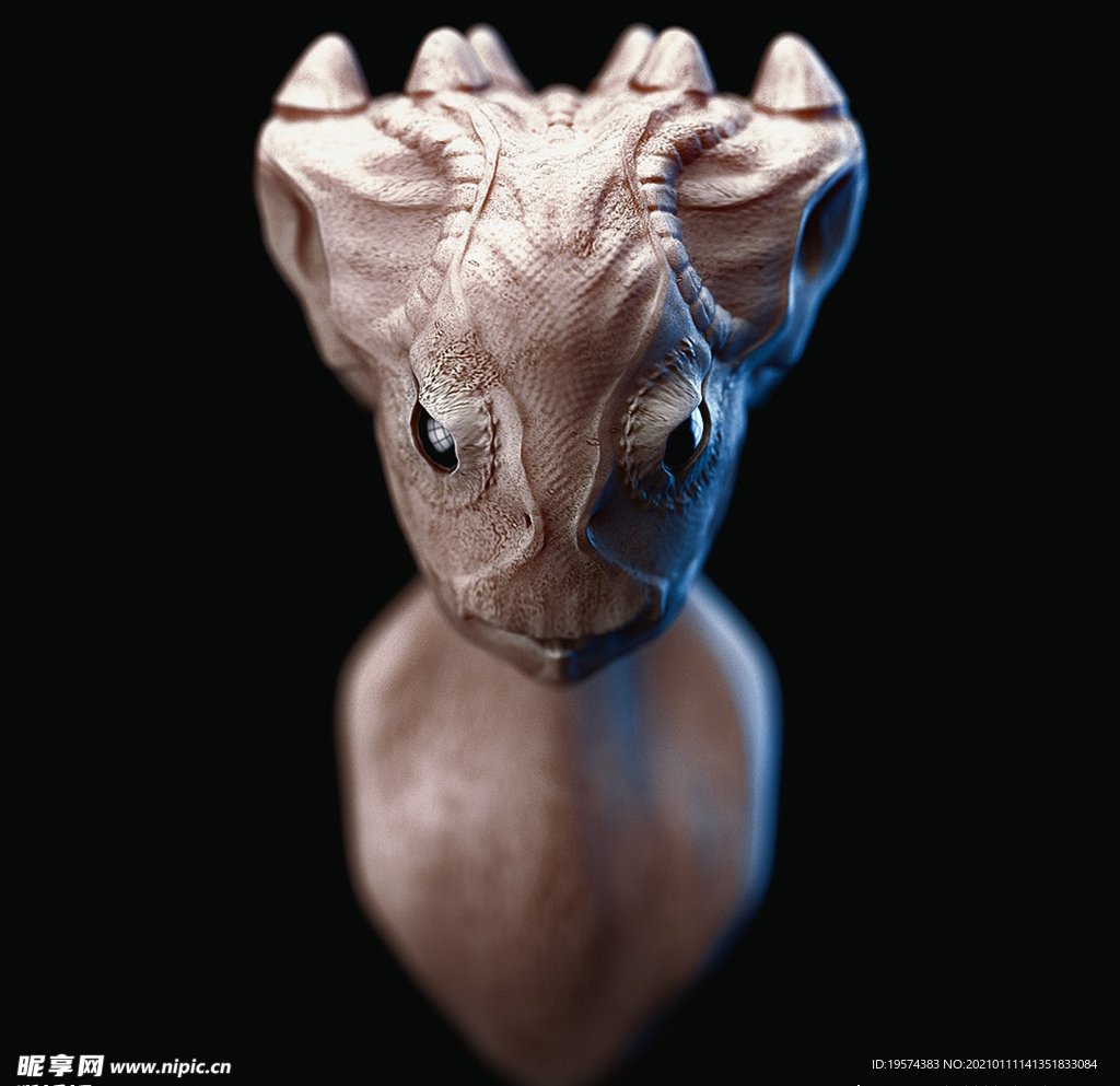 C4D模型外星生物的脸怪兽