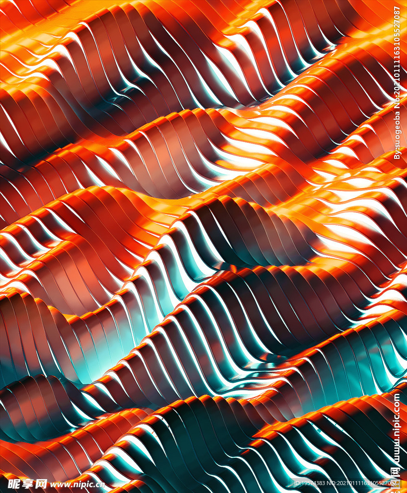 C4D模型金属液体波浪表面纹理
