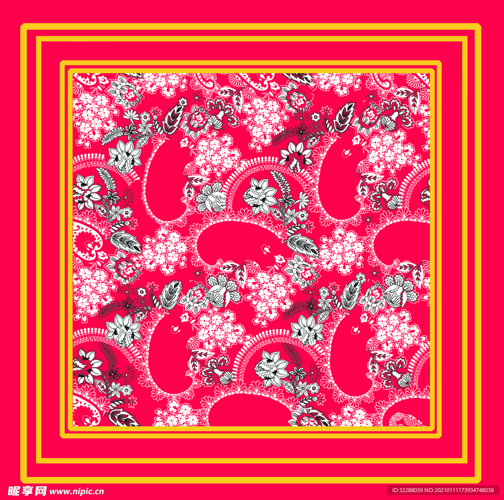 万花盛 线条花朵腰果花