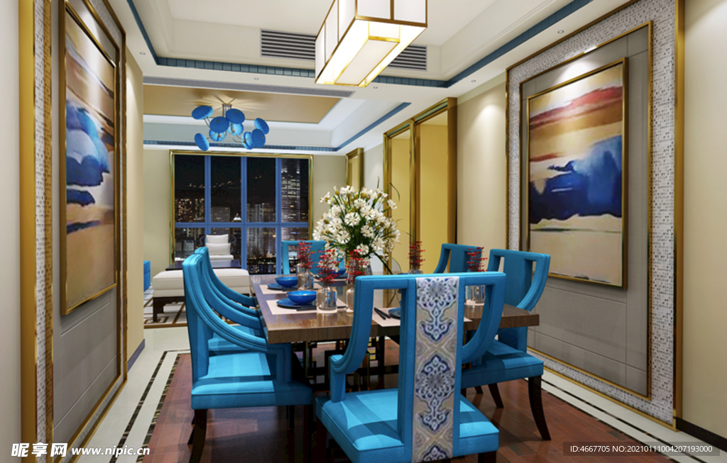 新中式餐厅 家装餐厅效果